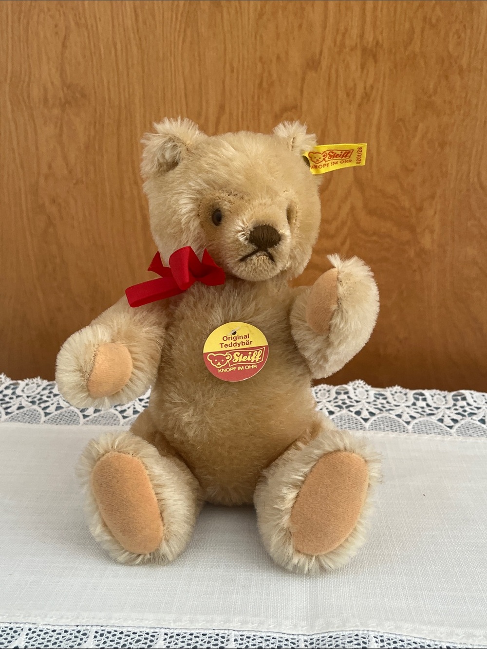 Vintage 1980s Steiff Original Teddy Bear 10" Mohair #0201/26 All Tags Intact